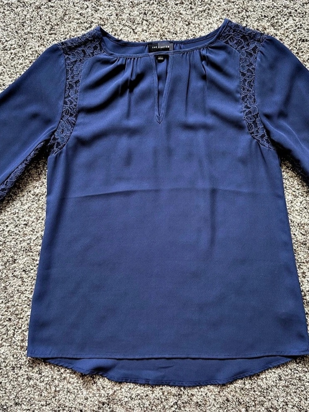 The Limited Lace Trim Blouse in Blue Size XS